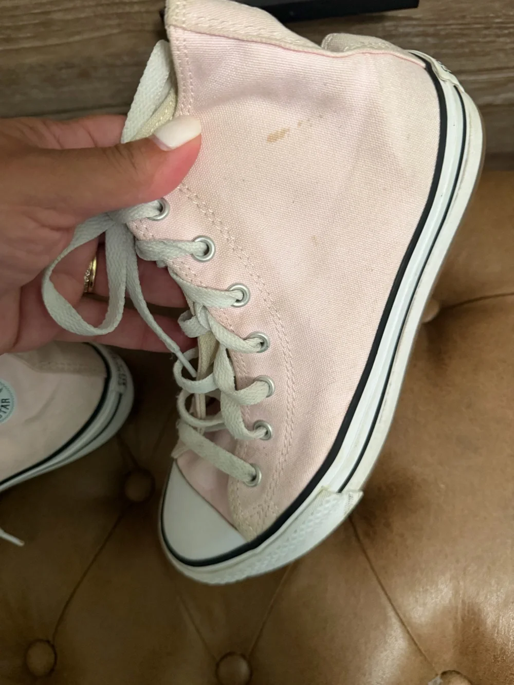 Converse Girls Pink Platform High Top Sneakers - Size 4.5